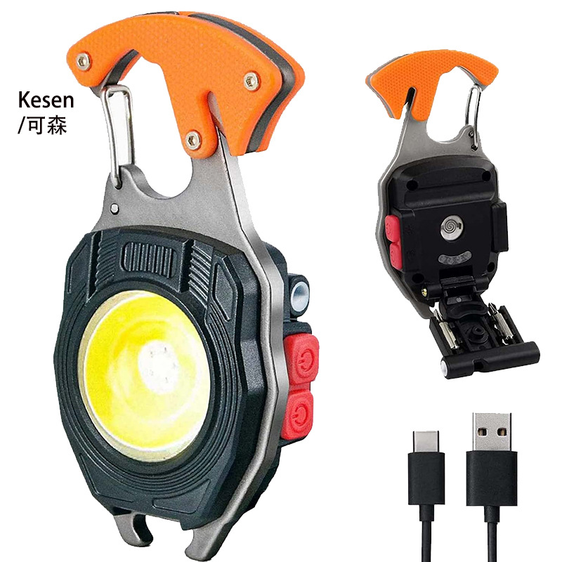 Mini LED llavero Luz de camping multifunción con encendedor de cigarrillos ultraligero portátil fuerte magnética USB revisión luz de trabajo