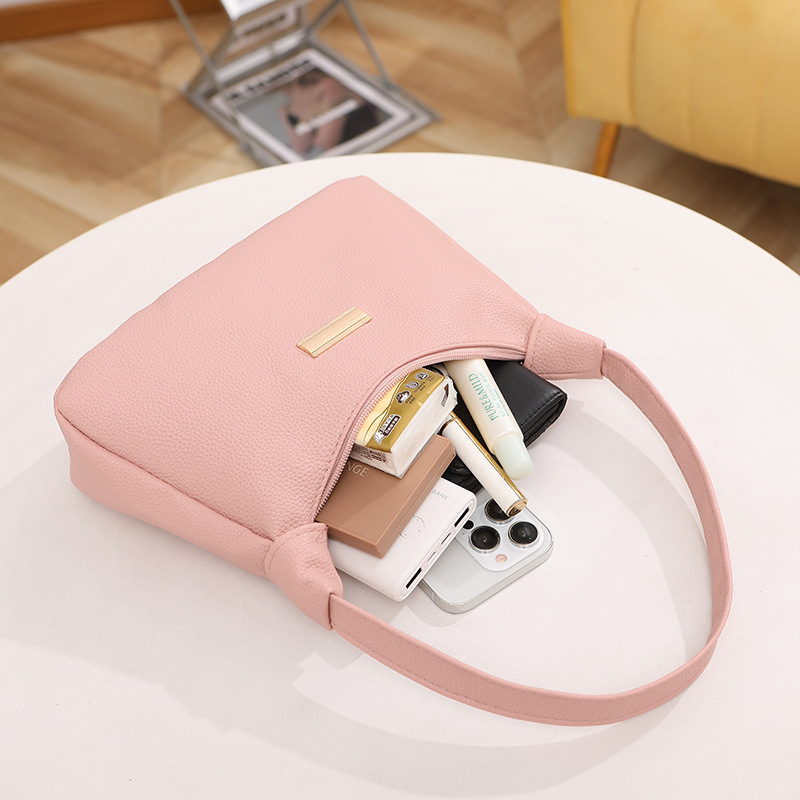 2024 moda litchi estriado sequinilla decoración brazo bolso de mujer fresco dulce bolso de hombro de mujer bolso de mano de mujer