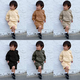 一件代发童装秋冬季新款2024儿童套装批发中大童卫衣短裤两件套