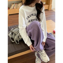 3th Morning 博主私服 简约字母刺绣圆领宽松套头卫衣ZY3281