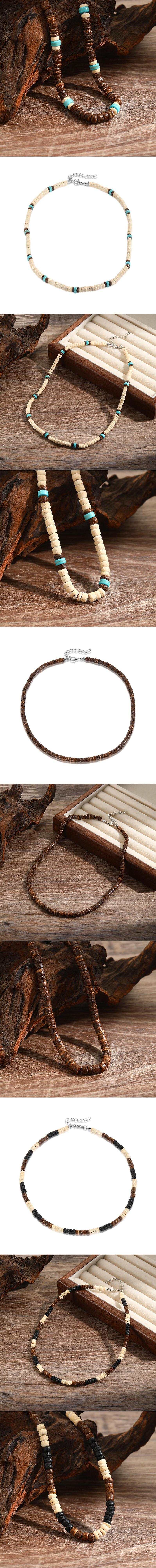 Round Hip-Hop Wood Necklace Wholesale display picture 2