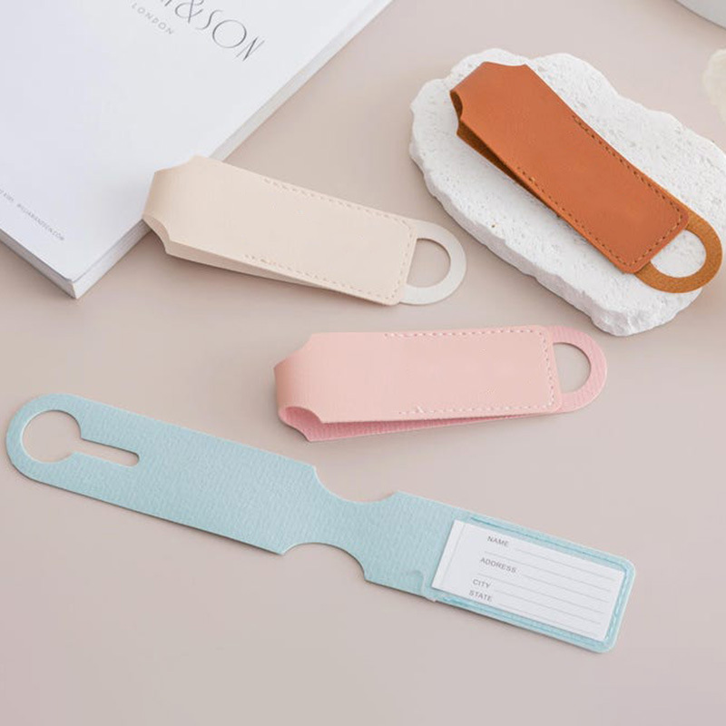 跨境糖果色登机牌 PVC透明皮革登机行李牌可印LOGO长条防丢行李牌