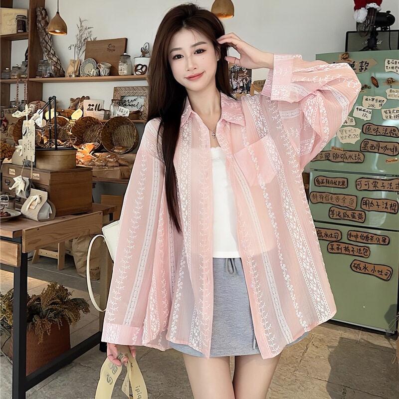 2026 New Style Sun Protection Shirt for Women, Summer Thin Loose Long-Sleeve Korean Style Versatile Breathable Outerwear Cardigan Top