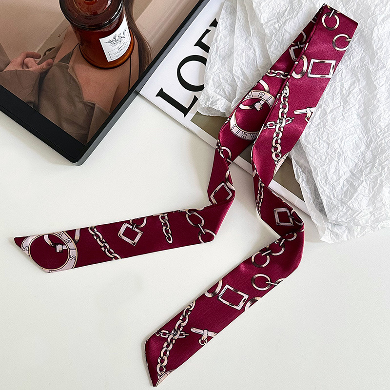 Pañuelo de seda largo, decoración de moda avanzada coreana, bufanda pequeña, bolsa de toalla de seda para mujer, cinturón de envoltura, turbante multiusos, cinturón para el cabello