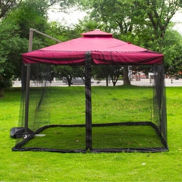 Enjoy Cross-border Courtyard Umbrella Special Mesh Cover Anti-mosquito with Windproof Weight Water Pipe Square Round Roman Umbrella Mosquito Net