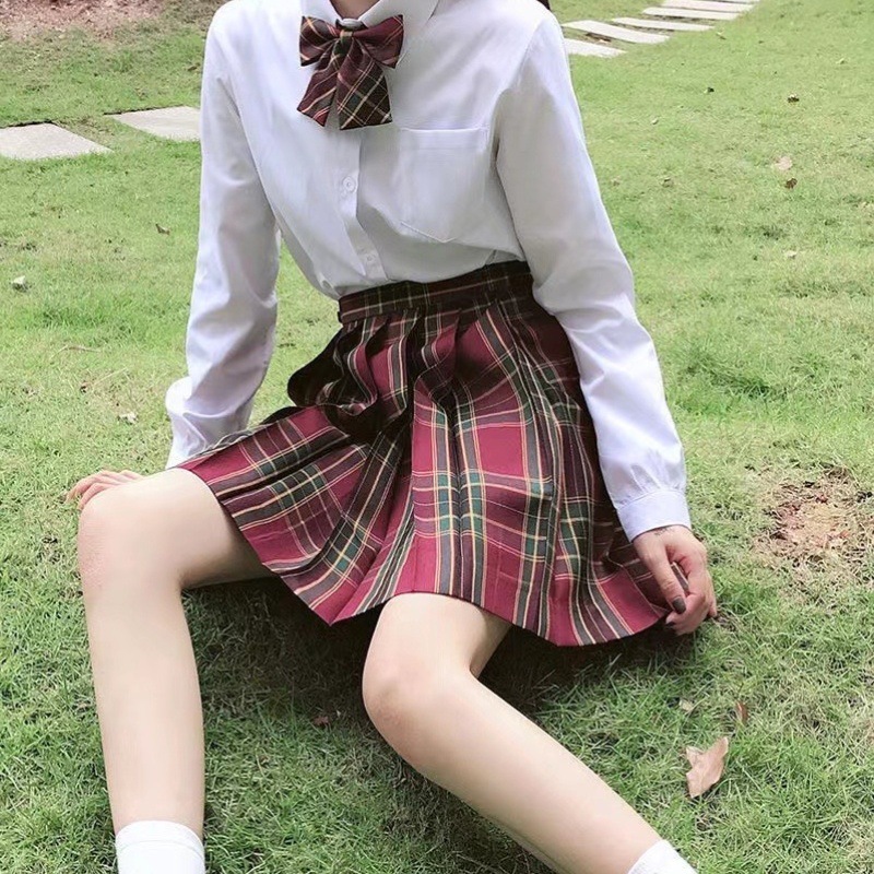 오리지널 JK 유니폼 호손 체크 무늬 스커트 플리츠 스커트 정장 체크 무늬 스커트 여성 가을, 겨울 A 스커트 짧은 스커트 스커트