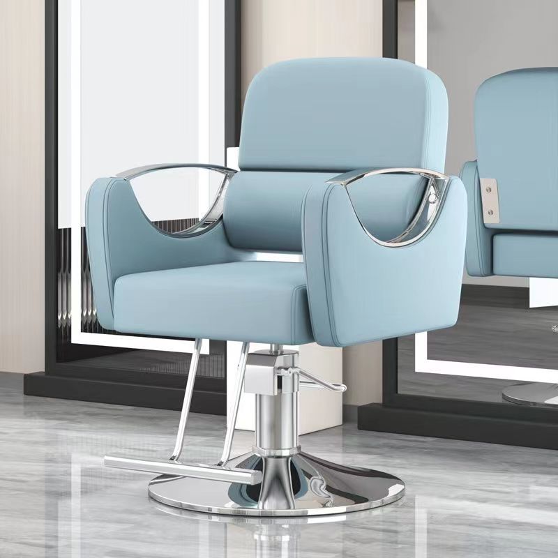 Silla de peluquería, peluquería, barbería, asiento giratorio, silla de corte de pelo simple de acero inoxidable, silla elevadora de afeitado inclinable