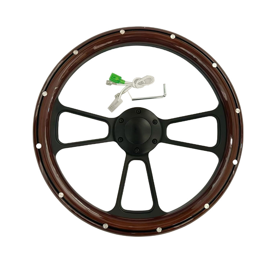 Retro Solid Wood Rivet Steering Wheel 14 inch for Santana Jetta