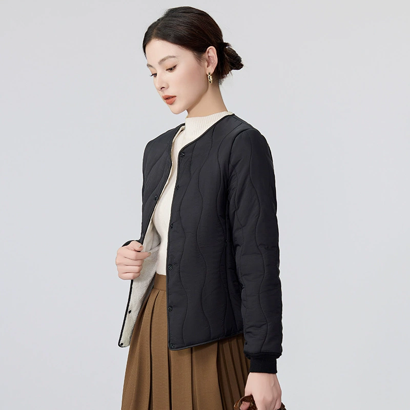 Хлопковое пальто DeRong, женское зимнее новое 2025, однотонное легкое и тонкое свободное хлопковое пальто без воротника в корейском стиле для женской внутренней одежды