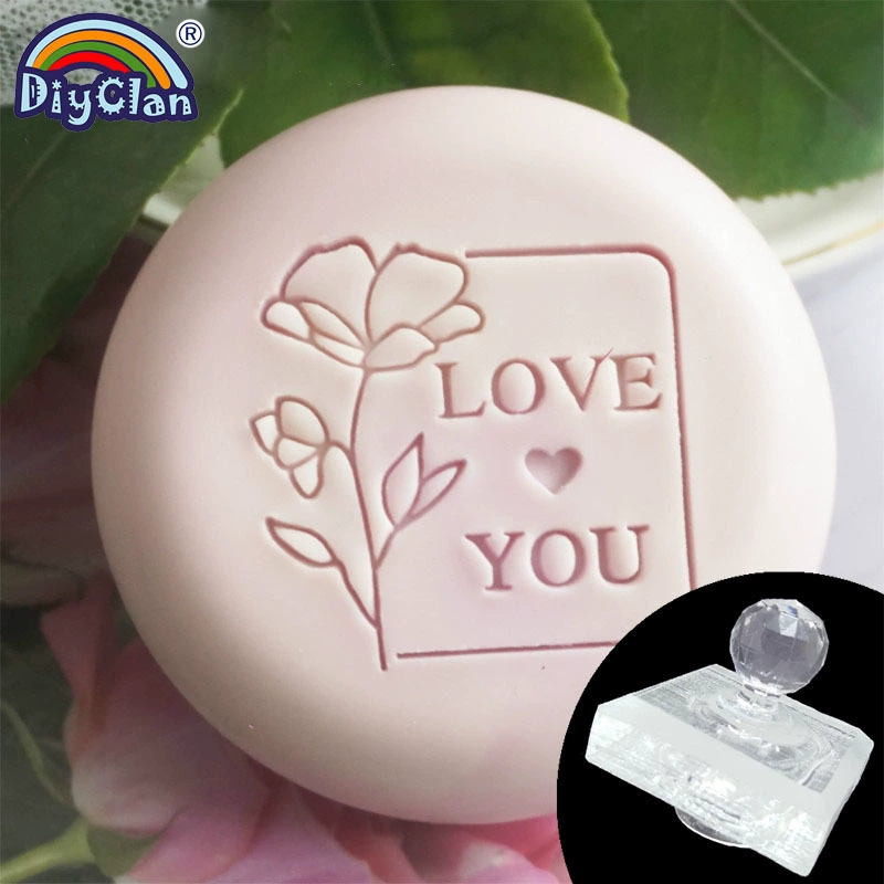 Acrylic handmade soap for St. Valentine's Day, seal, organic handle, oil