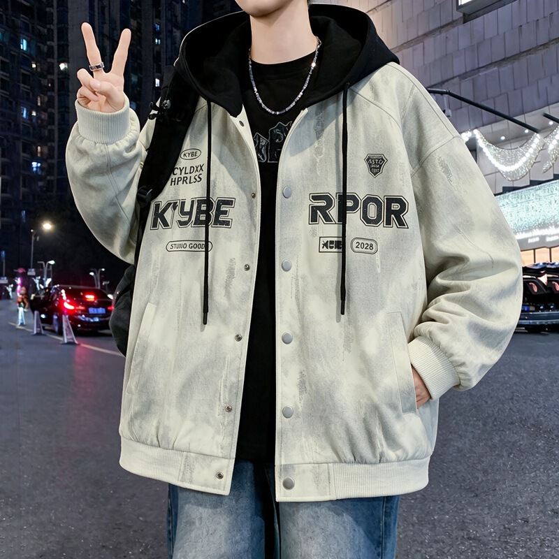 2026 Fall/Winter New Jacket for Teenagers, Trendy Loose Fit, Stylish with Detachable Hood, High Street Jacket for Middle School Students 2026 Fall/Winter New Jacket for Teenagers, Trendy Loose Fit, Stylish with Detachable Hood, High Street Jacket for Middle School Students