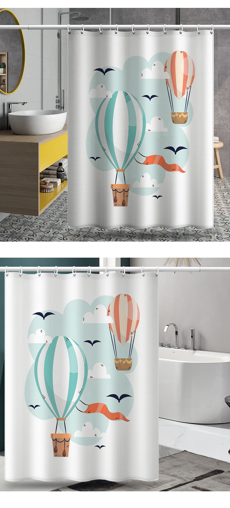 Duschvorhang Mit Cartoon Ballon Motiv Und Badezimmer Set_voghion.com