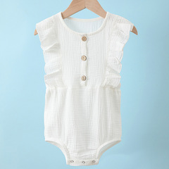 跨境電商歐美無袖花邊嬰兒爬服2023新款兒童服飾哈衣新生兒連體衣