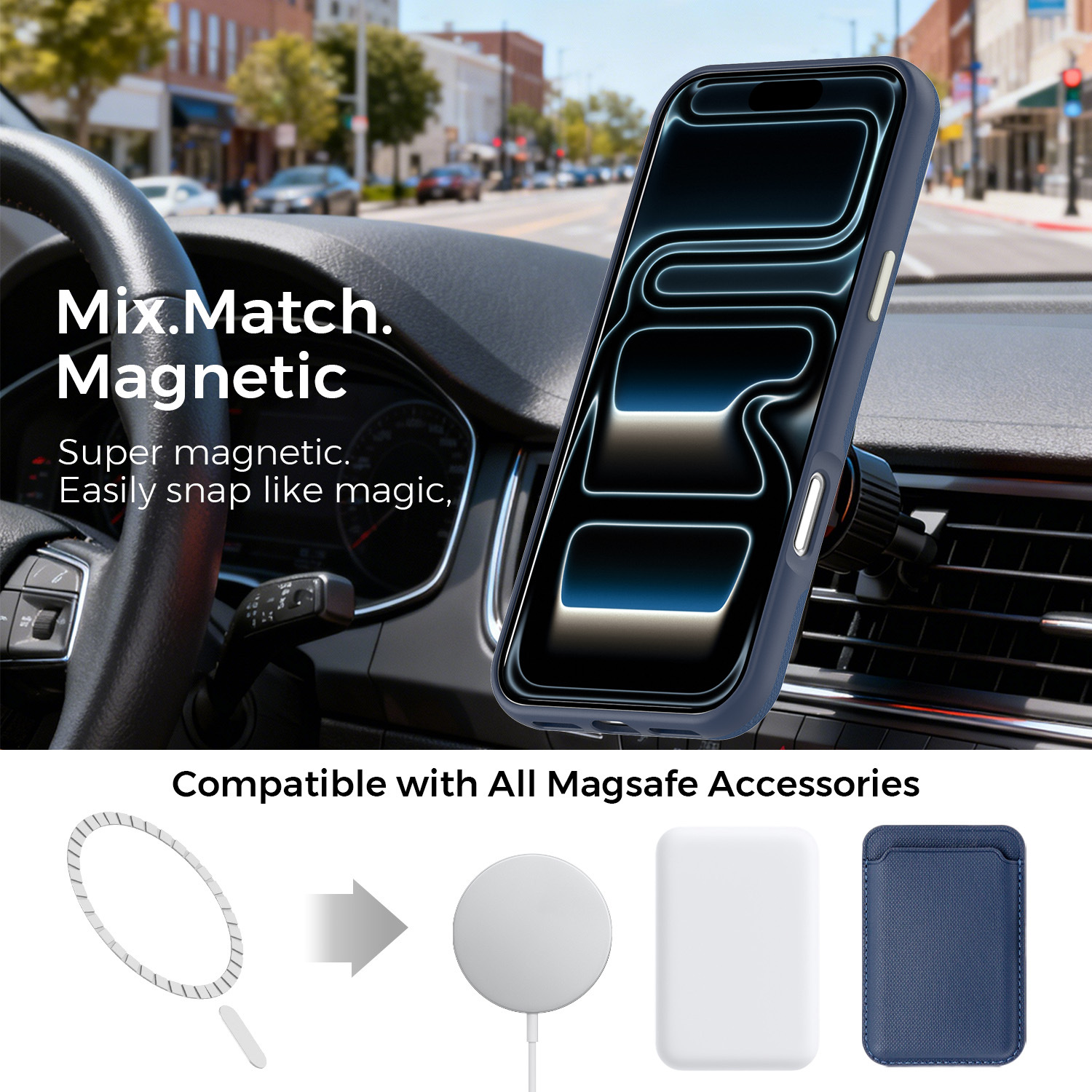 Ốp lưng điện thoại từ tính công nghệ vải dệt cho iPhone 17, 16 Pro Max, 15 — Cam, Xanh dương, Đen, Xanh lá chi tiết 4