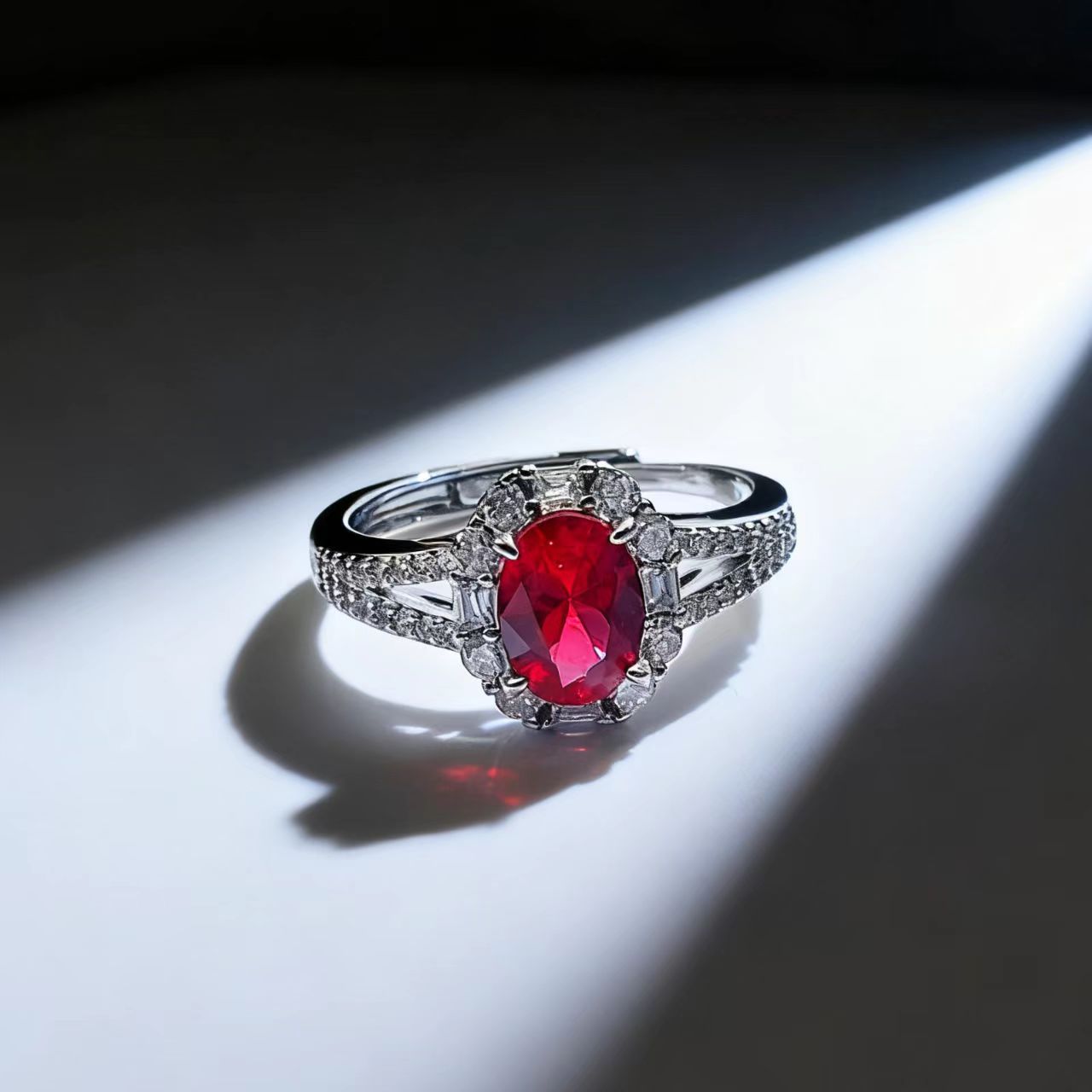 New Jewelry: Egg-shaped Cultivated Ruby Ring, Niche High-end Colored Gemstone Red Corundum Open Ring_voghion.com