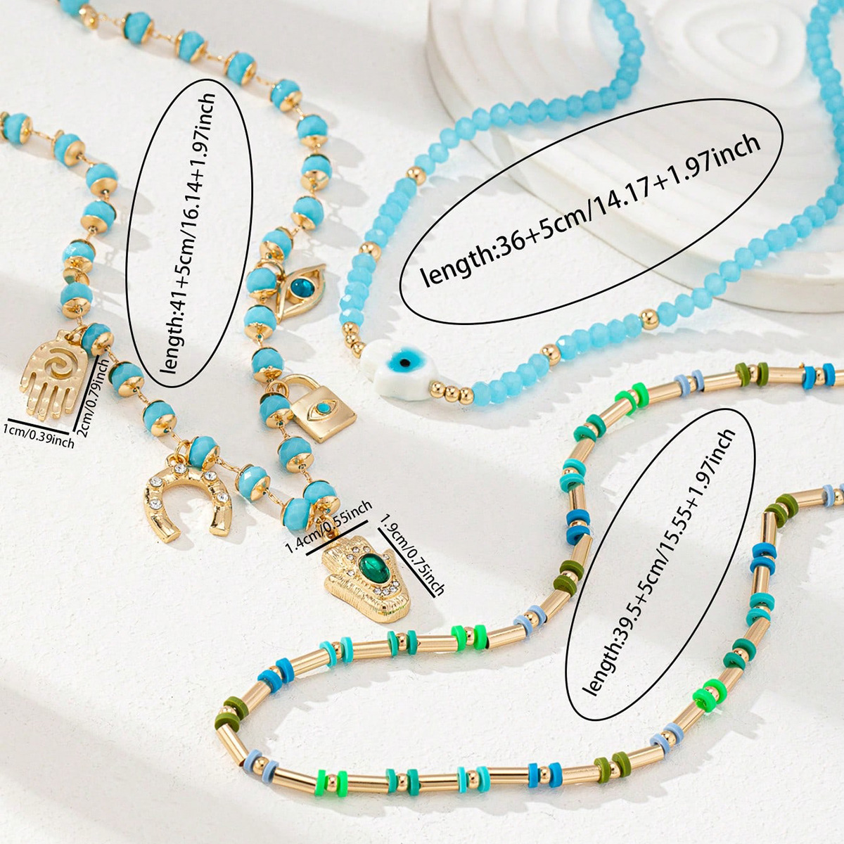 Zinc alloy Material Geometric Pattern All Seasons Season Retro Classic Style Geometric Zinc Alloy Beaded Chain Lobster Trigger Clasp Closure Beaded Necklaces Wholesale