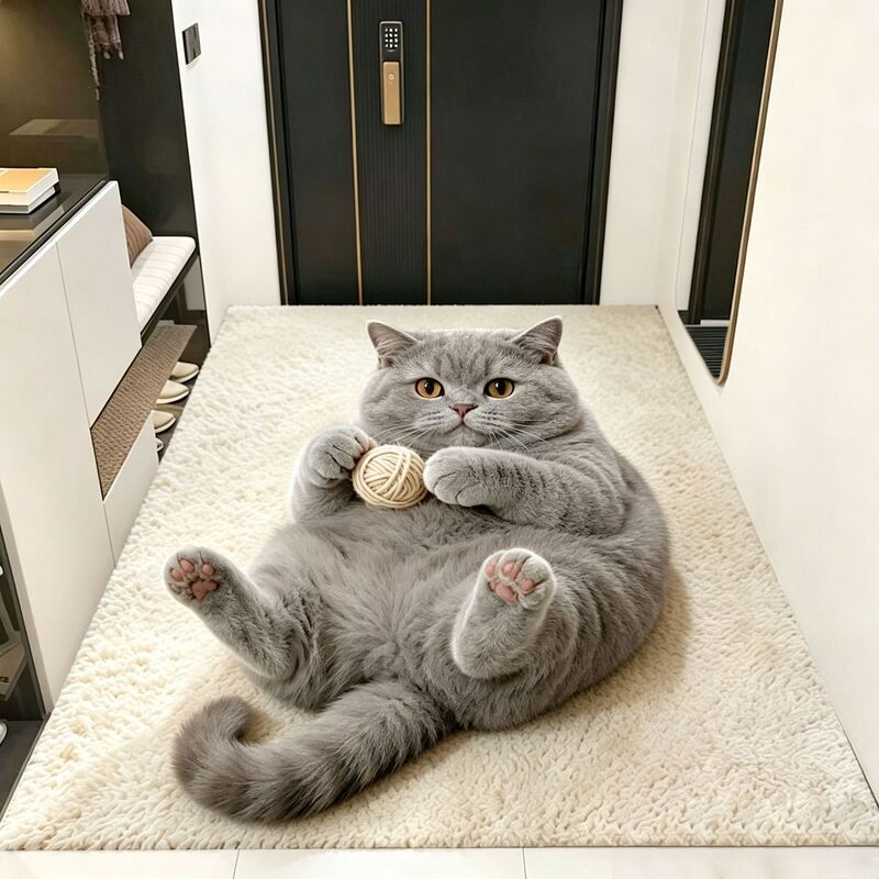 Cute 3D visual flat cat entrance door shoe-changing decorative floor mat, personalized, wear-resistant, non-slip foot mat, direct from the factory Cute 3D visual flat cat entrance door shoe-changing decorative floor mat, personalized, wear-resistant, non-slip foot mat, direct from the factory