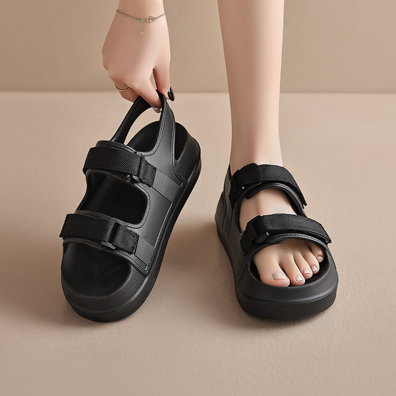 Augustion sandalias deportivas negras para mujer 2025 nuevos zapatos de playa de moda de suela gruesa de primavera y verano para llevar sandalias romanas
