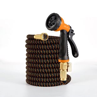 Cross-border automatic telescopic thickened latex hose antifreeze explosion-proof full copper joint high-pressure car wash water gun multifunctional garden