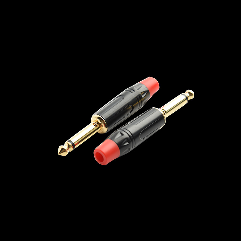 6.35公单声道防啸叫插头红尾可以防止外接设备音响乐器发生刺耳声