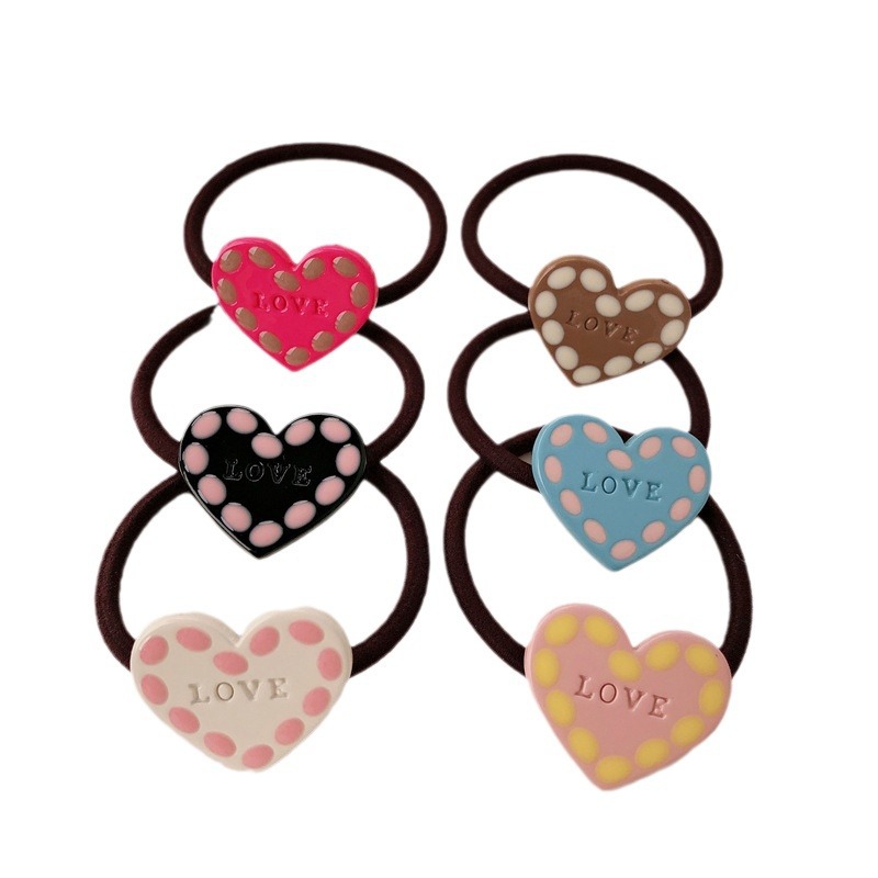 Corea del Sur color contrastante amor sonrisa banda de base de alta elasticidad simple anillo de cabello de alta sensación de cabello atado cuerdas de cabello adornamiento para el cabello