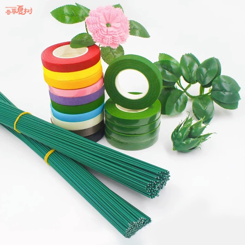 Материал ручной работы DIY зеленый цветочный столб № 2 резиновый мешок сосуд для цветочных листьев Цветочная лента крепированная бумага тонкая железная проволока