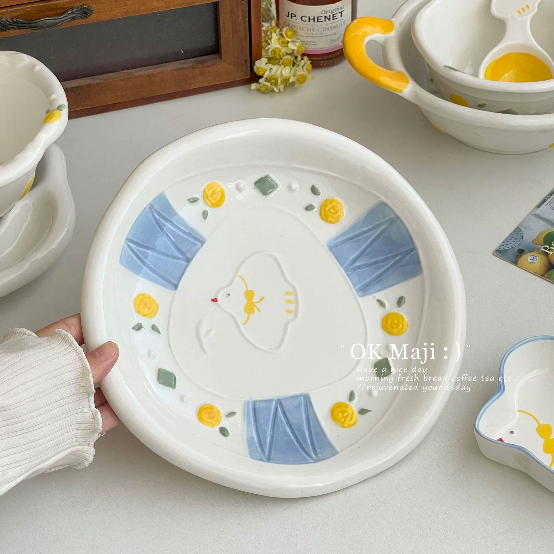 Красивые тарелки, посуда стеклянная для домашнего использования, керамические тарелки для десертов послеобеденного чаепития, красивые фруктовые тарелки, тарелки для десертов на завтрак с высоким внешним видом