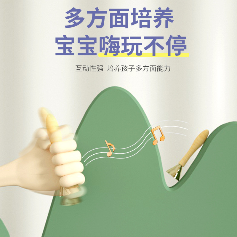 Reloj táctil artesanal de madera con mango instrumento musical de juguete musical para niños educación temprana para niños huelga reloj táctil de cobre toque campana al por mayor