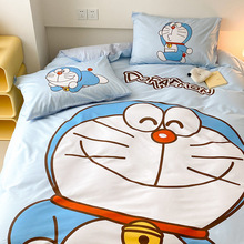 哆啦A梦床上用品四件套床笠纯棉儿童床单被套三件套叮当猫男