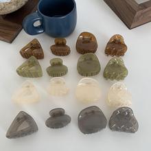 复古风镂空小号发夹菱格焦糖色抓夹小众少女风发抓后脑勺鲨鱼夹