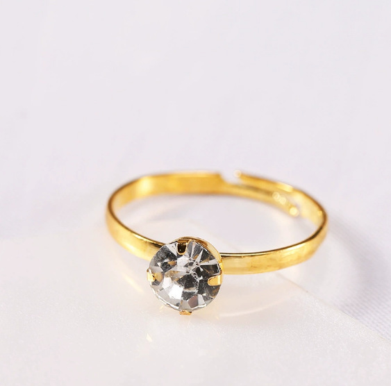金色白钻女戒