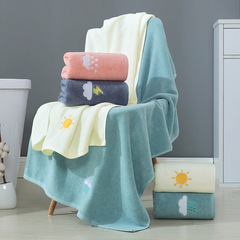 100% cotton bath towel 140*70 thickening soft absorbent hot bath towel hotel beauty salon cross-border wholesale logo 