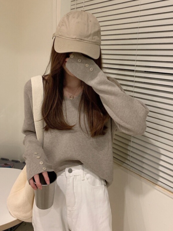 v领打底衫女夏季长袖温柔毛衣2025新款设计感小众内搭针织衫上衣|undefined