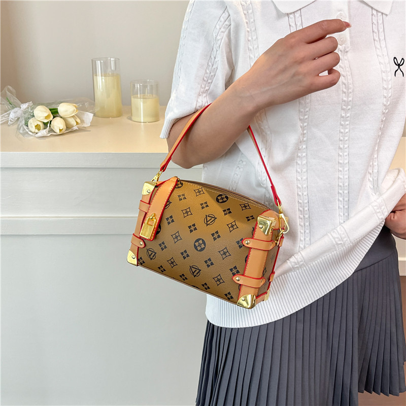 Bolso de textura transfronteriza 2025 verano nuevo bolso femenino diseño de nicho bolso de hombro bolso de mensajero de color de contraste retro marea