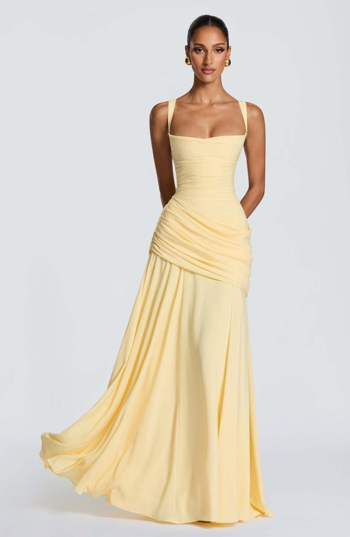 Women's Clothing High-Waisted Pleated Dress Elegant Resort Style Square Neck A-Line Full Skirt Spring For Formal & Casual For Women_ecoleips.com