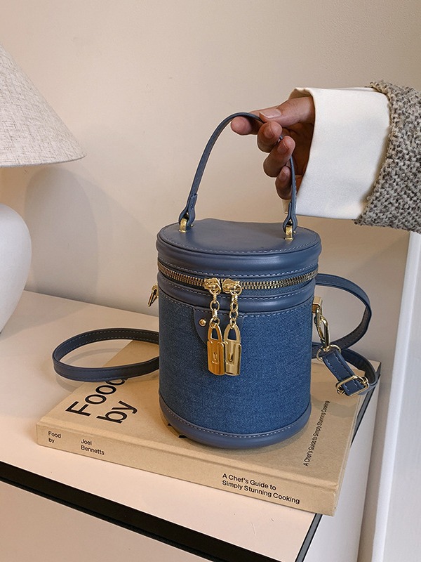 Bolsa de cubo de mano de comercio exterior transfronterizo para mujeres 2024 nueva moda de color contrastante empalme de alta calidad bolso de hombro
