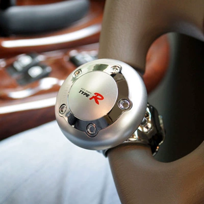 Car Steering Wheel Power Ball, Smooth Rotation, In-Car Direction Assist Device with Bearing Handle, Car Steering Ball (Steering wheel booster) - tr-2418silver