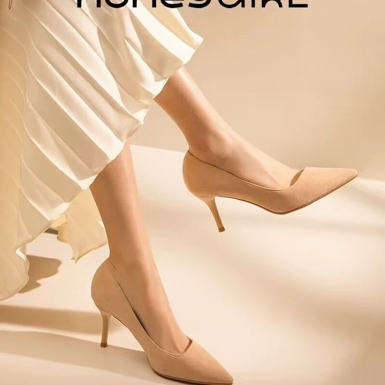 Black velvet shoes high heels, universal classic suit jacket pointy toe, wholesale