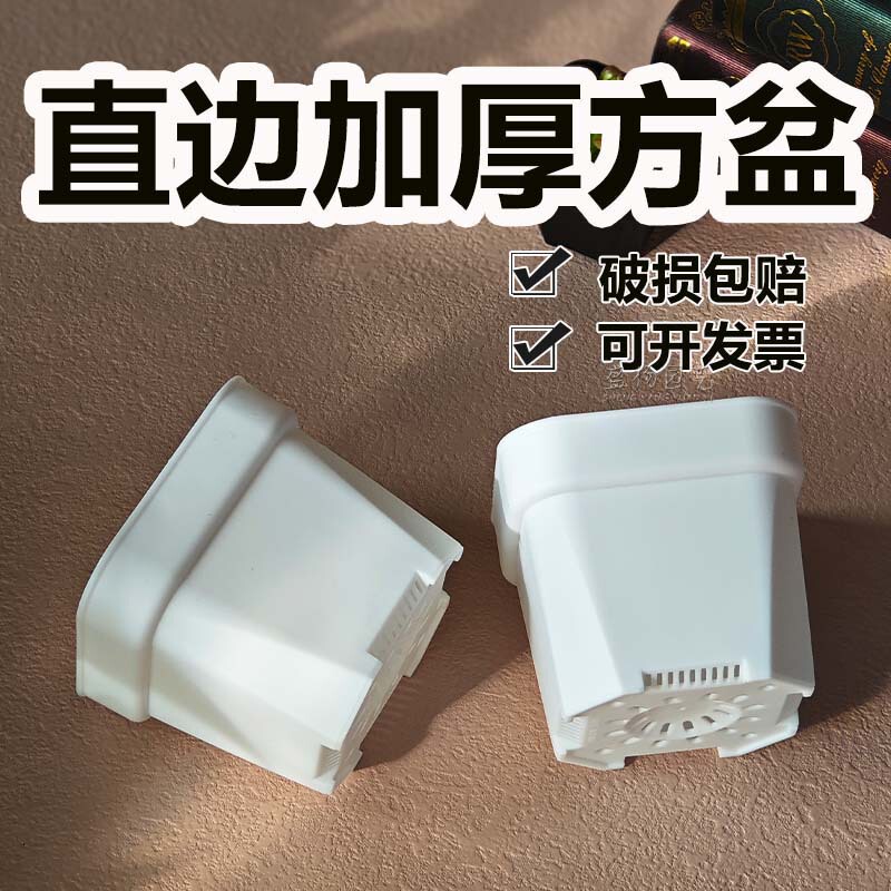 Fleshy Square Pot Thickened White Square Balcony Resin Plastic Flower Pot Fillet Flower Pot Plant Square Pot Fleshy Pot Flower Pot