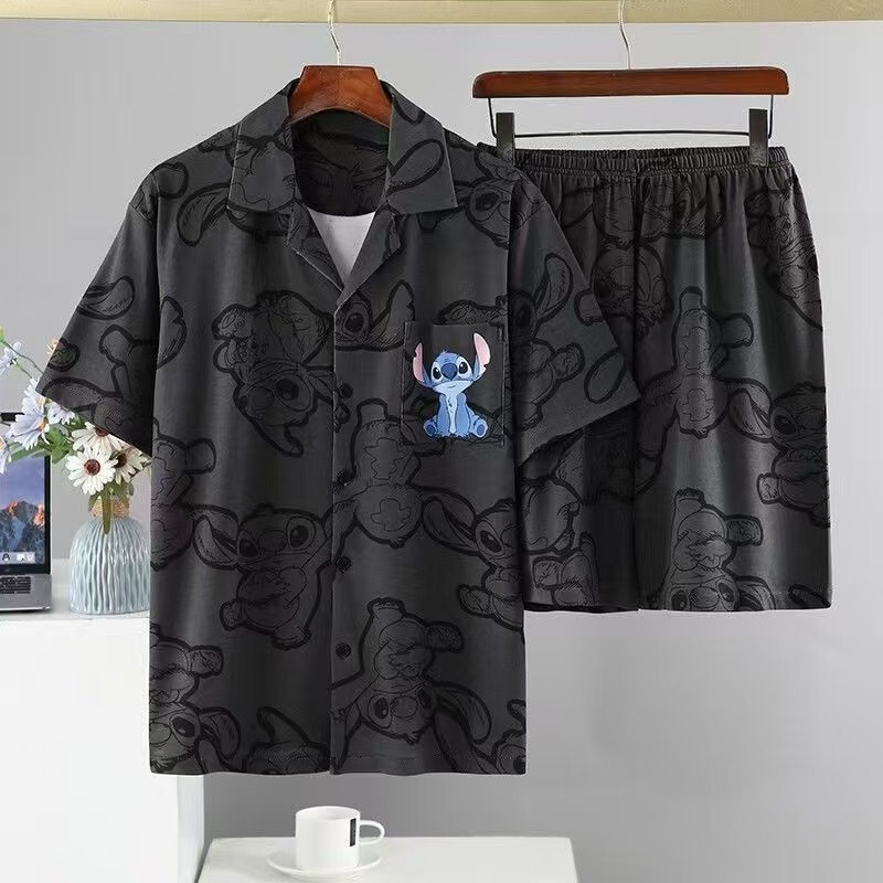 Summer Men's Pajamas, Short-Sleeved Shorts, Casual Suits, Cartoon Youth Loose-Fitting Home Clothes That Can Be Worn Outside, Wholesale Summer Men's Pajamas, Short-Sleeved Shorts, Casual Suits, Cartoon Youth Loose-Fitting Home Clothes That Can Be Worn Outside, Wholesale