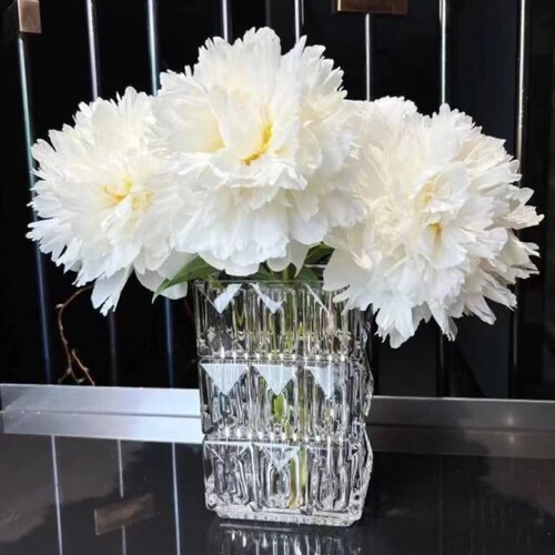 Wholesale crystal glass vase square thickened ornament light luxury high-end living room flower arrangement simple decoration bright same style