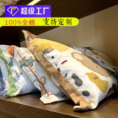 国境を越えたシングルプリント純綿枕カバー40s長パイル綿かわいい赤ちゃん枕カバー記憶綿枕カバー48*74