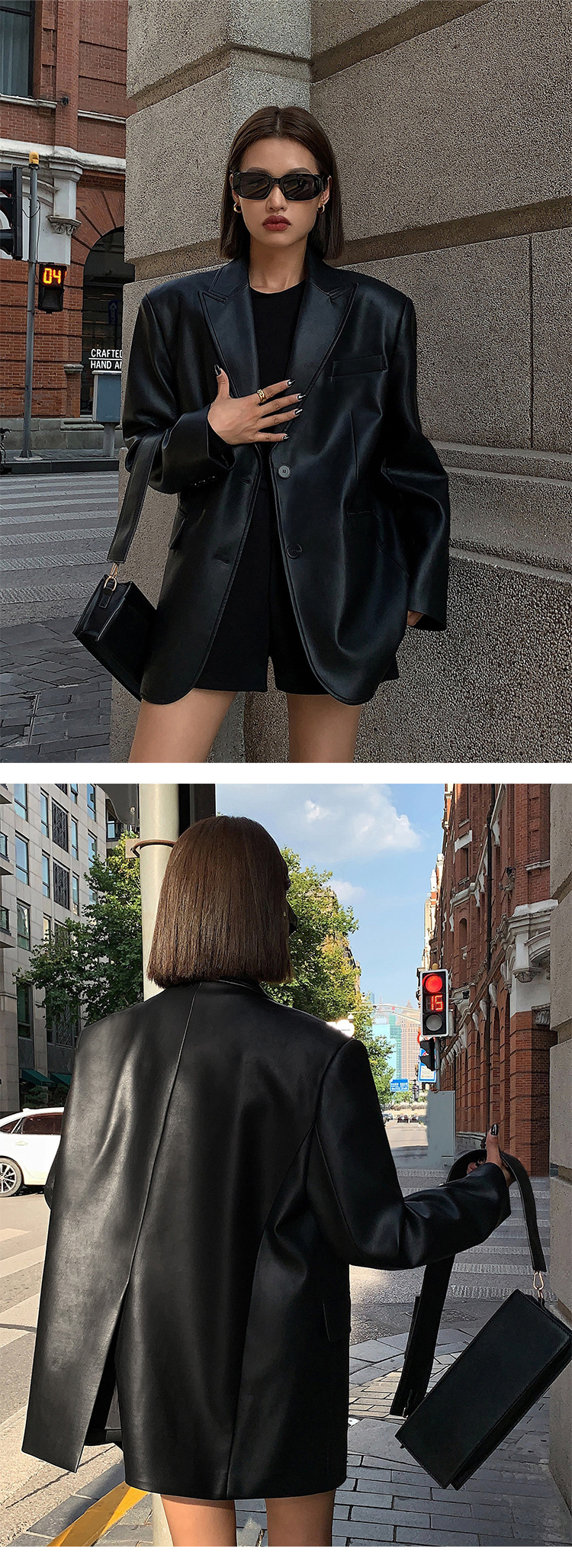 Holiday Occasion Women's Streetwear Solid Color Pocket Single Breasted Leather Jacket Casual Jacket