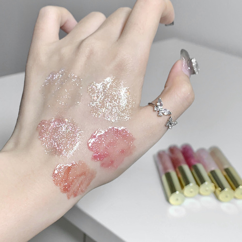 Schalkno Hydrating and Plumping Flash Lip Gloss, Dewy and Shiny Lip Brightener with High-Gloss Mirror Surface Lipstick for Layering