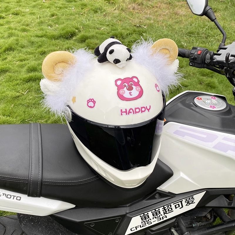 Plush Yellow Wool Sheep Ear Helmet Accessories Detachable Motorcycle Helmet