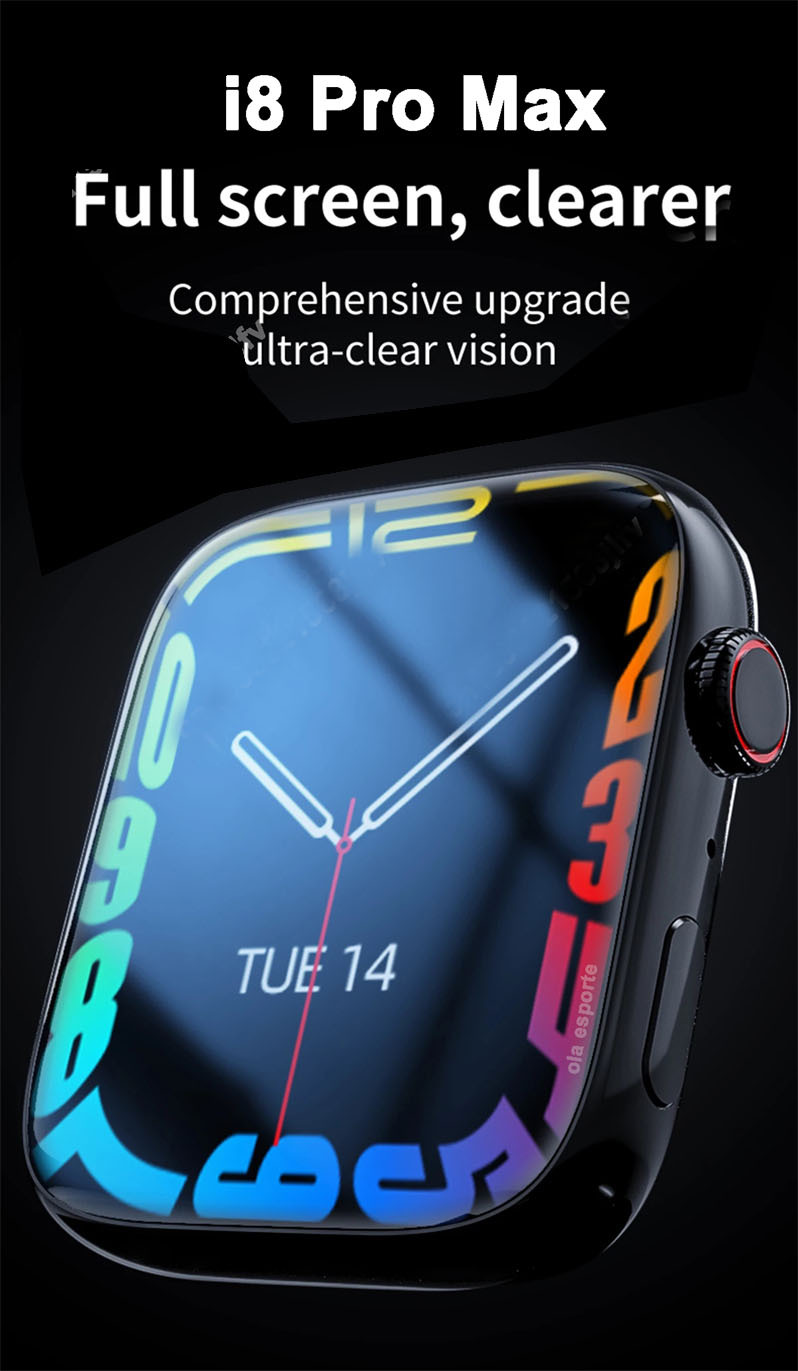 Smartwatch i8 PRO MAX with incoming call reminder, step counting, health monitoring, sleep and fitness wristband factory wholesale full figure