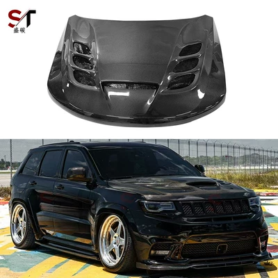 Suitable for Jeep Grand Cherokee Carbon Fiber Hood Modification with Opening Vents, Front Cover, and Front Hood Surround
