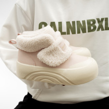 蓓尔加绒厚底高帮魔术贴棉鞋时尚百搭休闲女鞋冬季保暖板鞋小白鞋