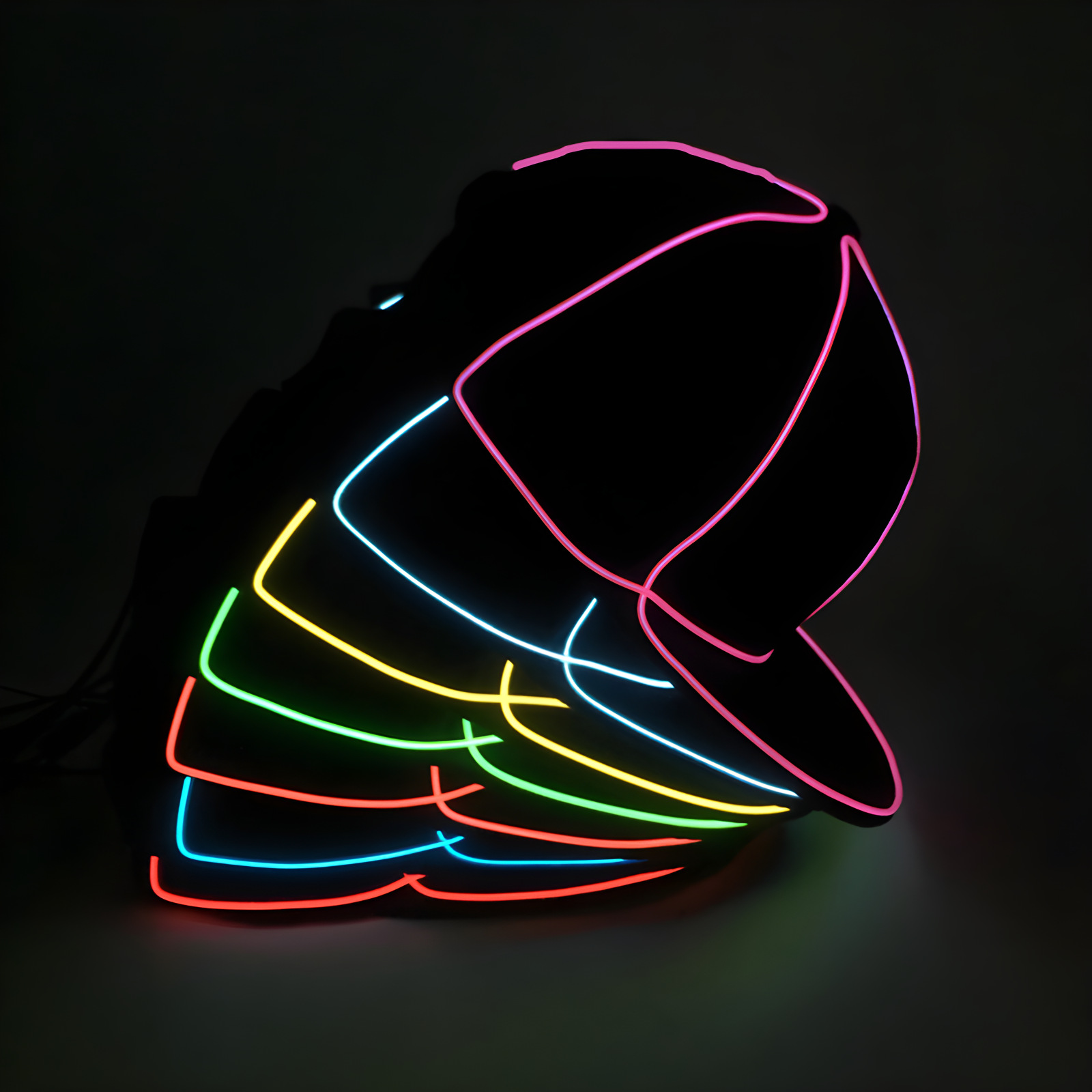 Party EL sombrero de hip-hop luminoso de luz fría bar baile sombrero de béisbol LED luminoso Bungee sombrero de boca de pato