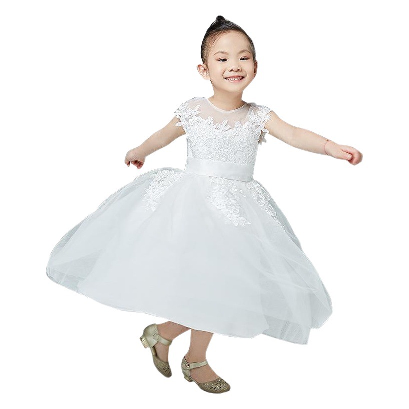 Vestidos de boda para niñas europeas y americanas, vestido de tutú de princesa de encaje y malla para cumpleaños de verano, para niñas pequeñas.